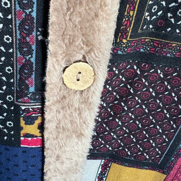 Cellabie Patchwork Coat 2XL Boho Fleece Phoebe Buffay Style Cottagecore Y2K - Picture 6 of 12